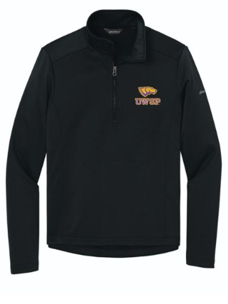 UWSP Pointer Embroidered Smooth Mid Layer Fleece 1/2 Zip, Black; $99.98
