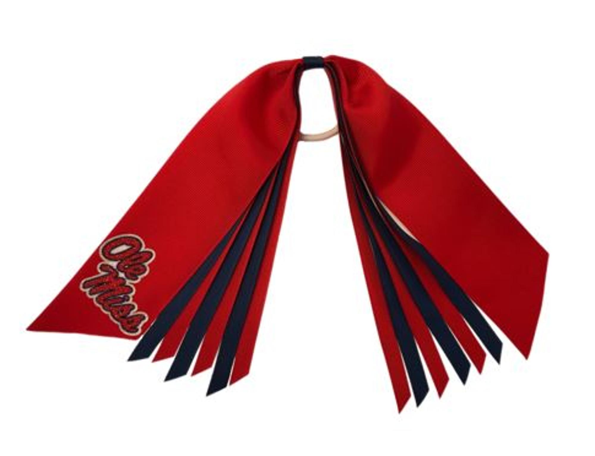 image of: Ole Miss Jumbo Glitter Pony Bow Streamer