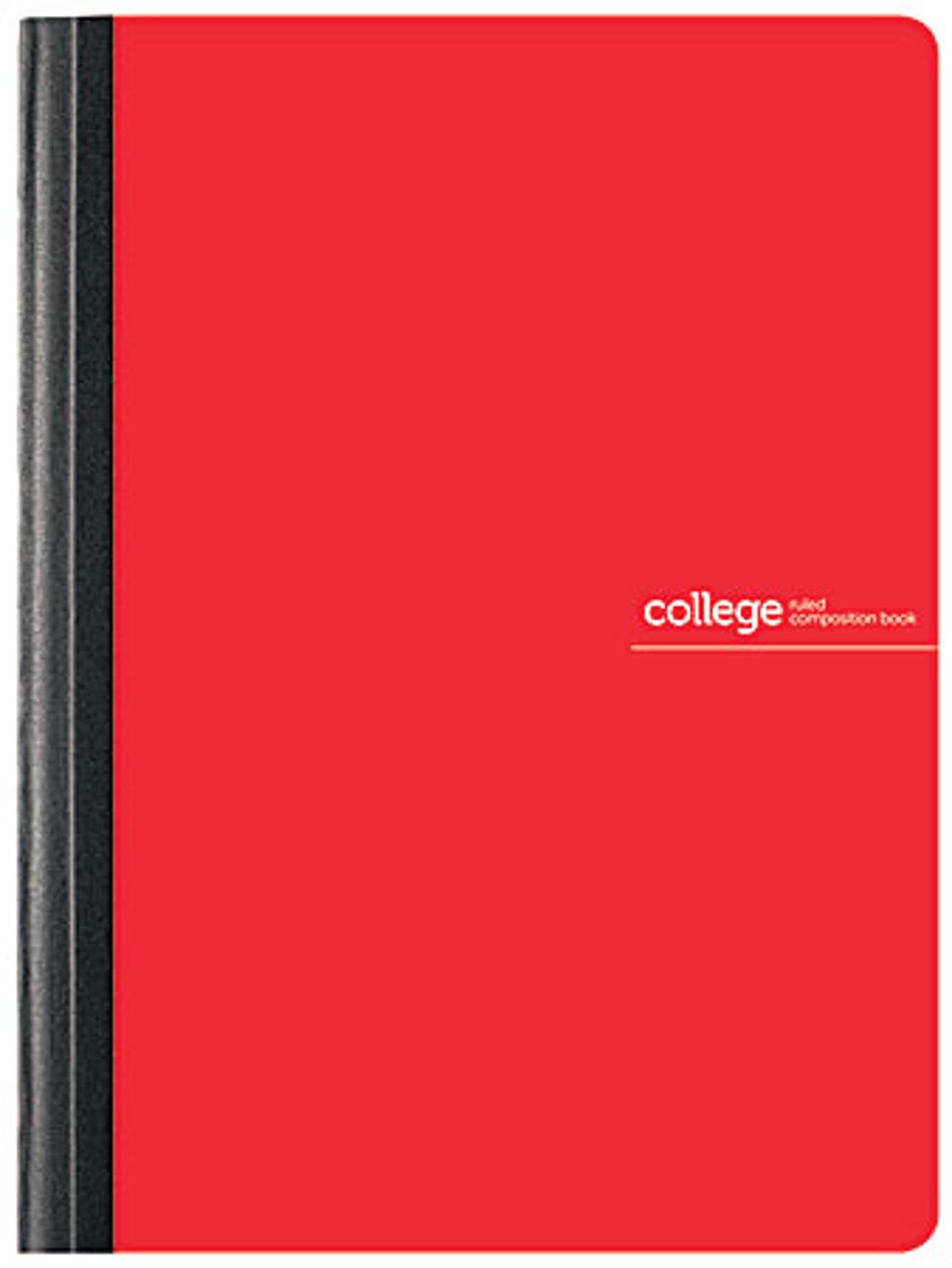 image of: Office Depot® Brand Poly Composition Book, 7 1/2" x 9 3/4", College Ruled, 160 Pages (80 Sheets), Red