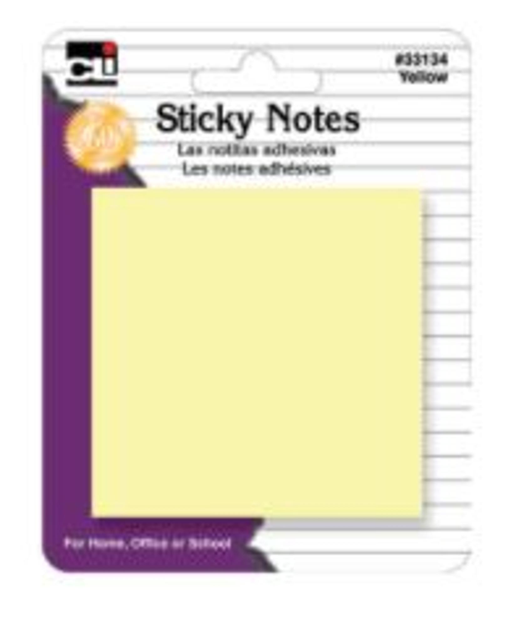 image of: Square Sticky Notes 3x3 Bright Yellow 4ct