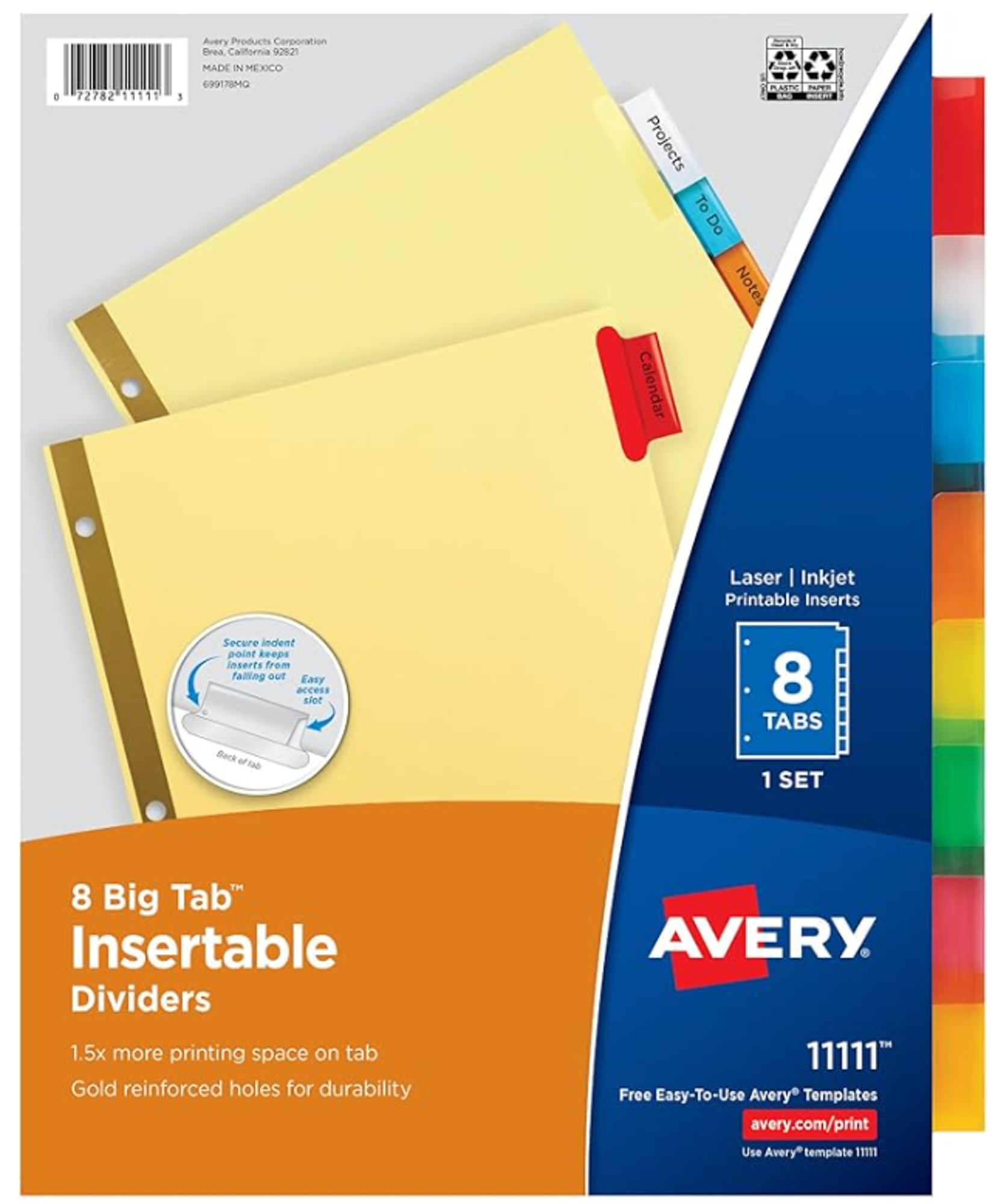 Product image 1 of 1 for Insertable Dividers, 8Tab, Multi Colored