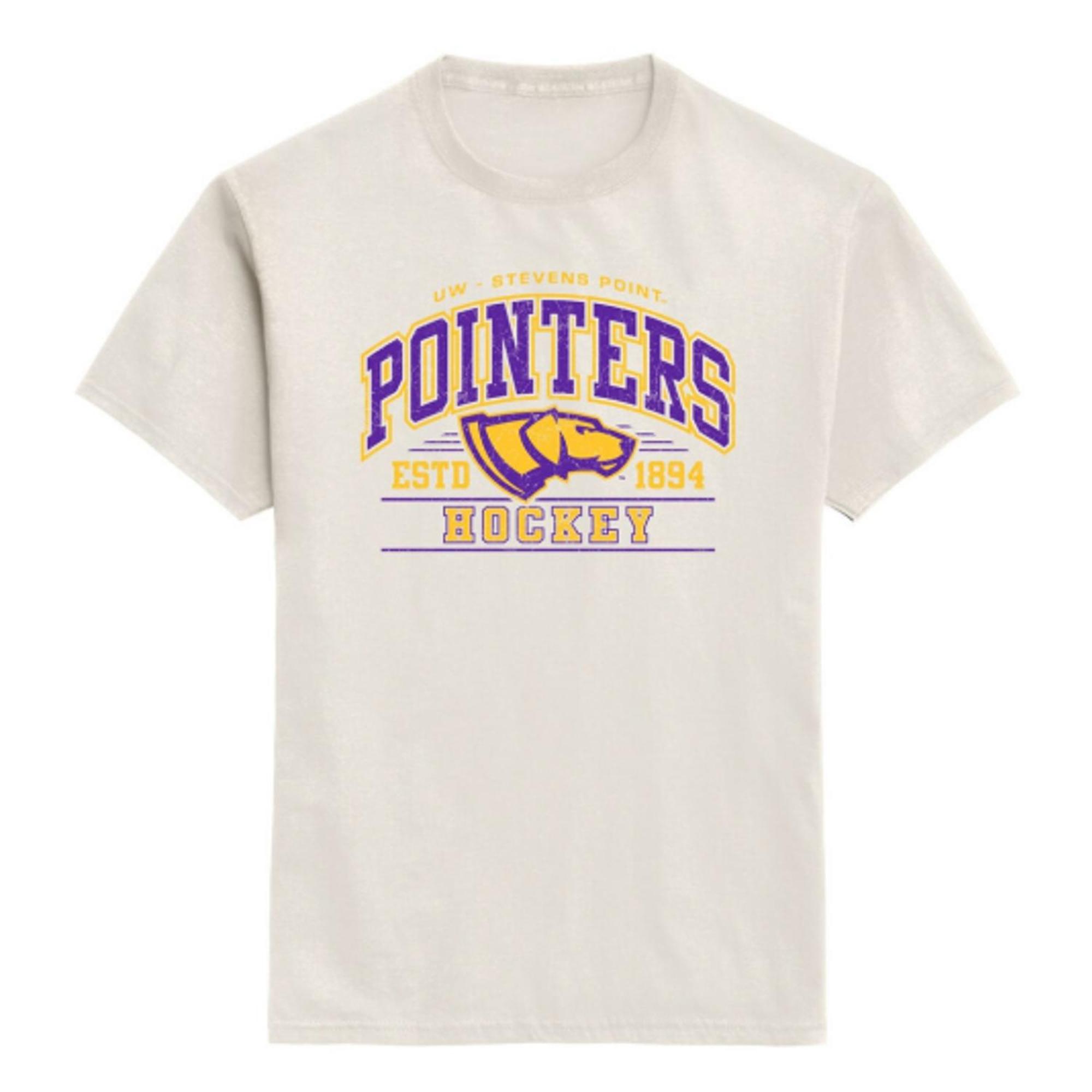 Product image 1 of 1 for UWSP EZ Short Sleeve Tee, Pointers Hockey Logo, Heather Sweet Cream
