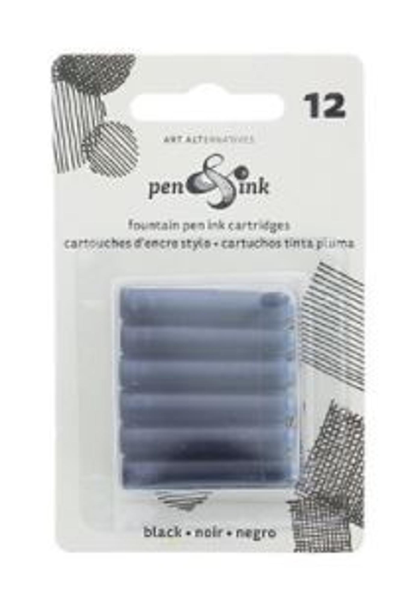 image of: Pen and Ink Ink Cartridges Black Set/12
