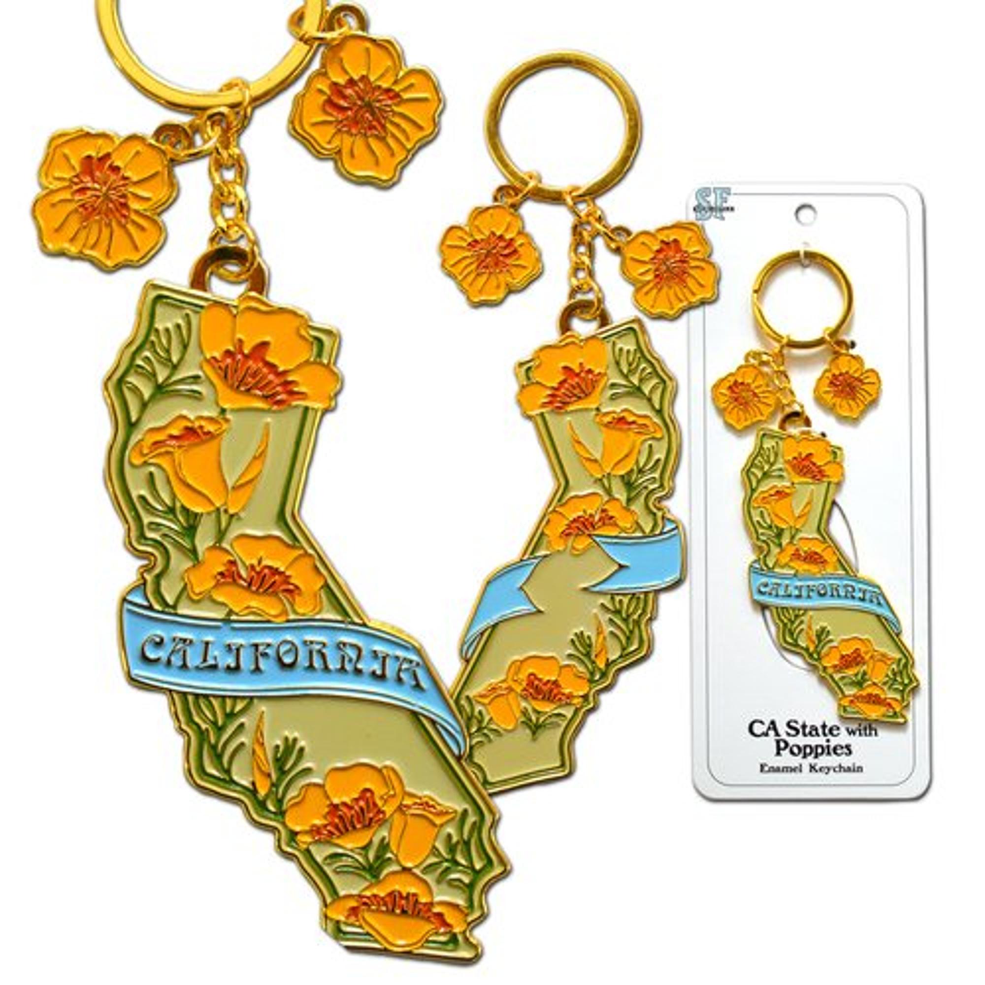 Product image 1 of 1 for CA State w/Poppies Enamel Keychain