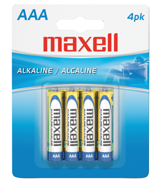 Maxell Alkaline AAA Batteries, 4 Pack; $2.99