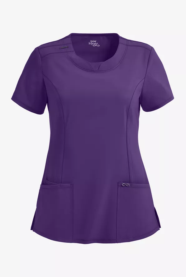 Cherokee Infinity Women's Round Neck Scrub Top, Grape