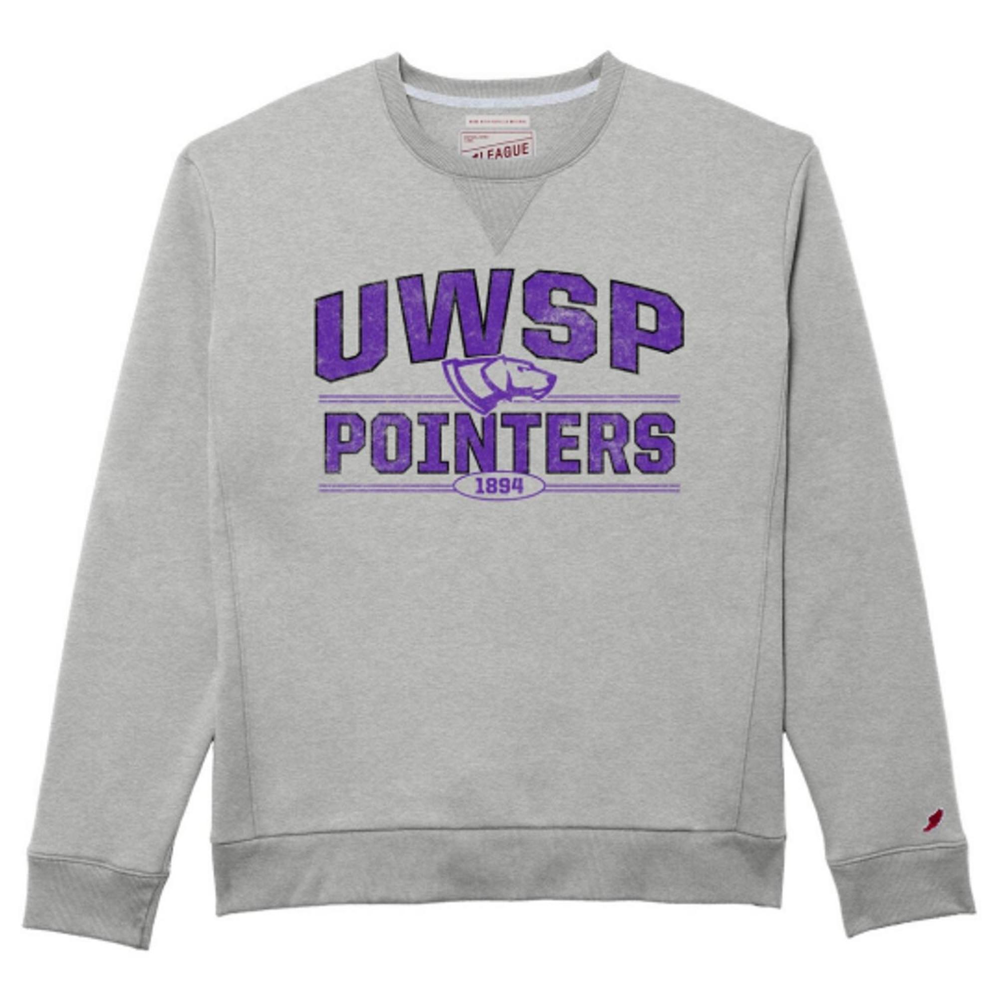 Product image 1 of 1 for UWSP 1991 Crewneck Sweatshirt, UWSP Pointers Logo, Vintage Grey