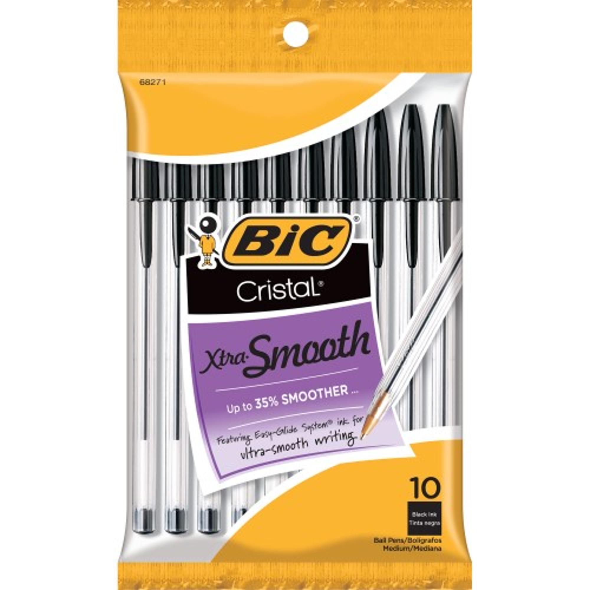 image of: BIC - Cristal Xtra Smooth - Black Ballpoint Pen - 1.0mm - 10Pk BP