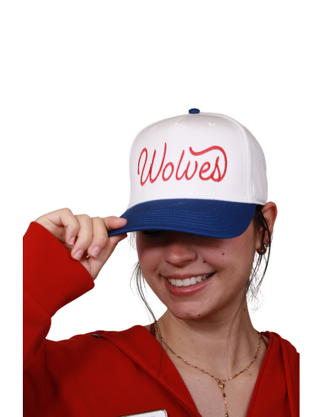 SCRIPT FRONT CANVAS TRUCKER HAT EMBROIDERED; $32.00