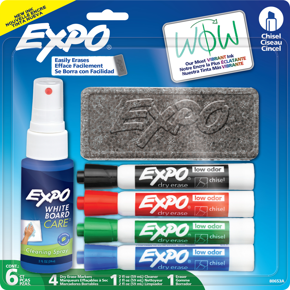 Product image 1 of 1 for Expo Starter Kit, Asst. Chisel 4pk, Eraser, Cleaner Spray