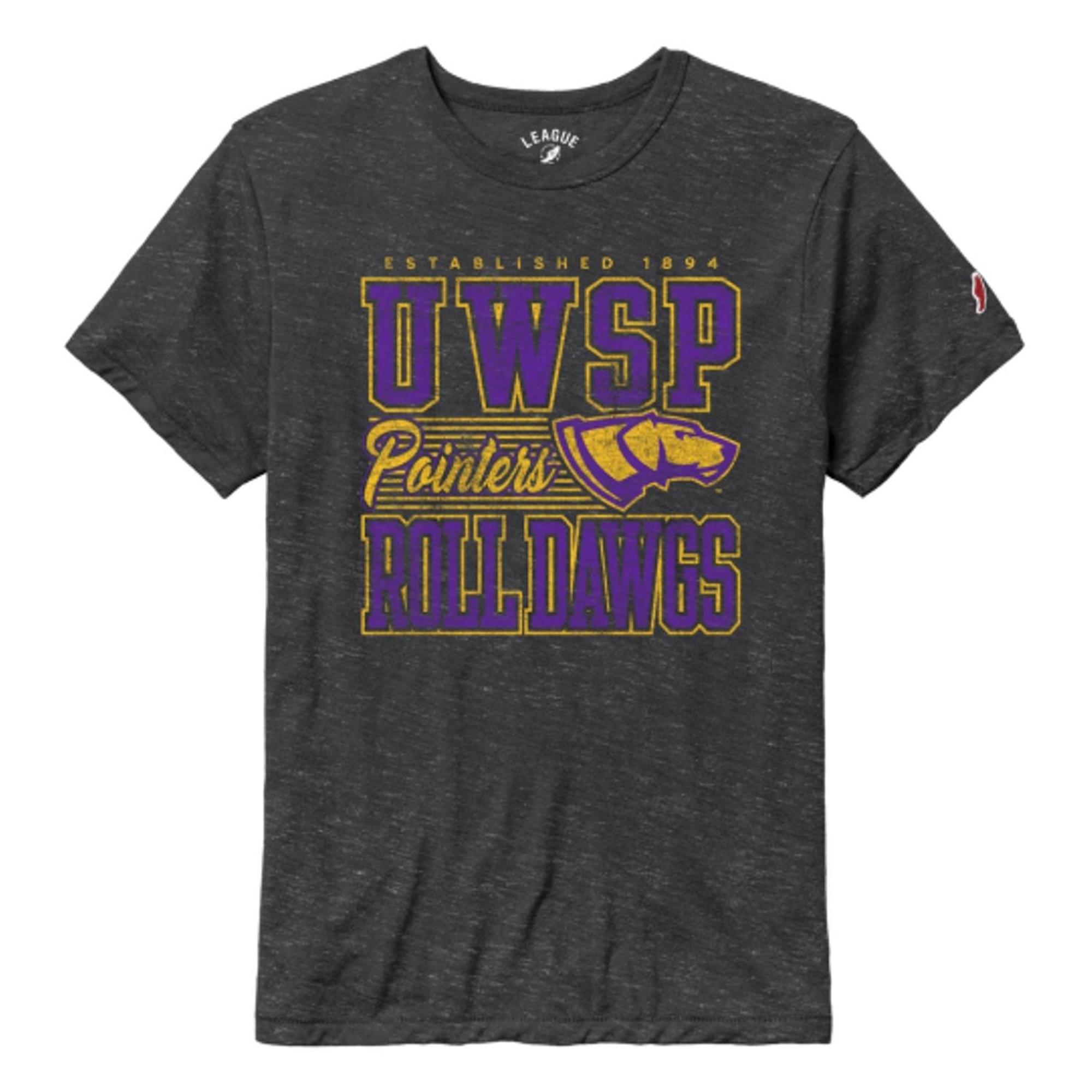 Product image 1 of 1 for UWSP Victory Falls Short Sleeve Tee, Roll Dawgs Logo, Varsity Slate