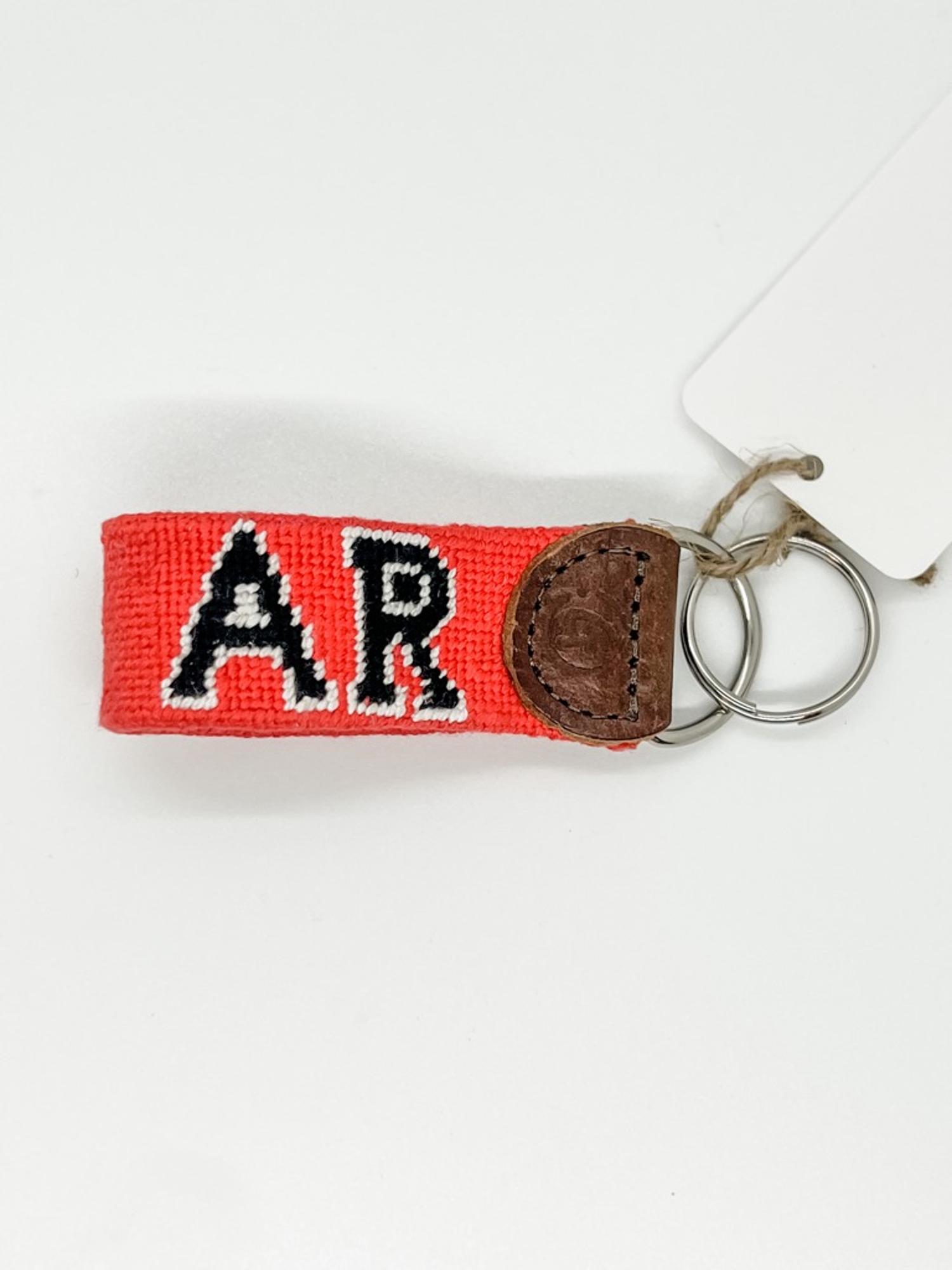 image of: Arkansas Needlepoint Keychain - Crimson