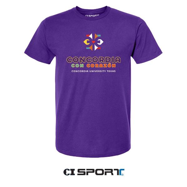 Purple Concordia Con Corazon Tee; $18.99