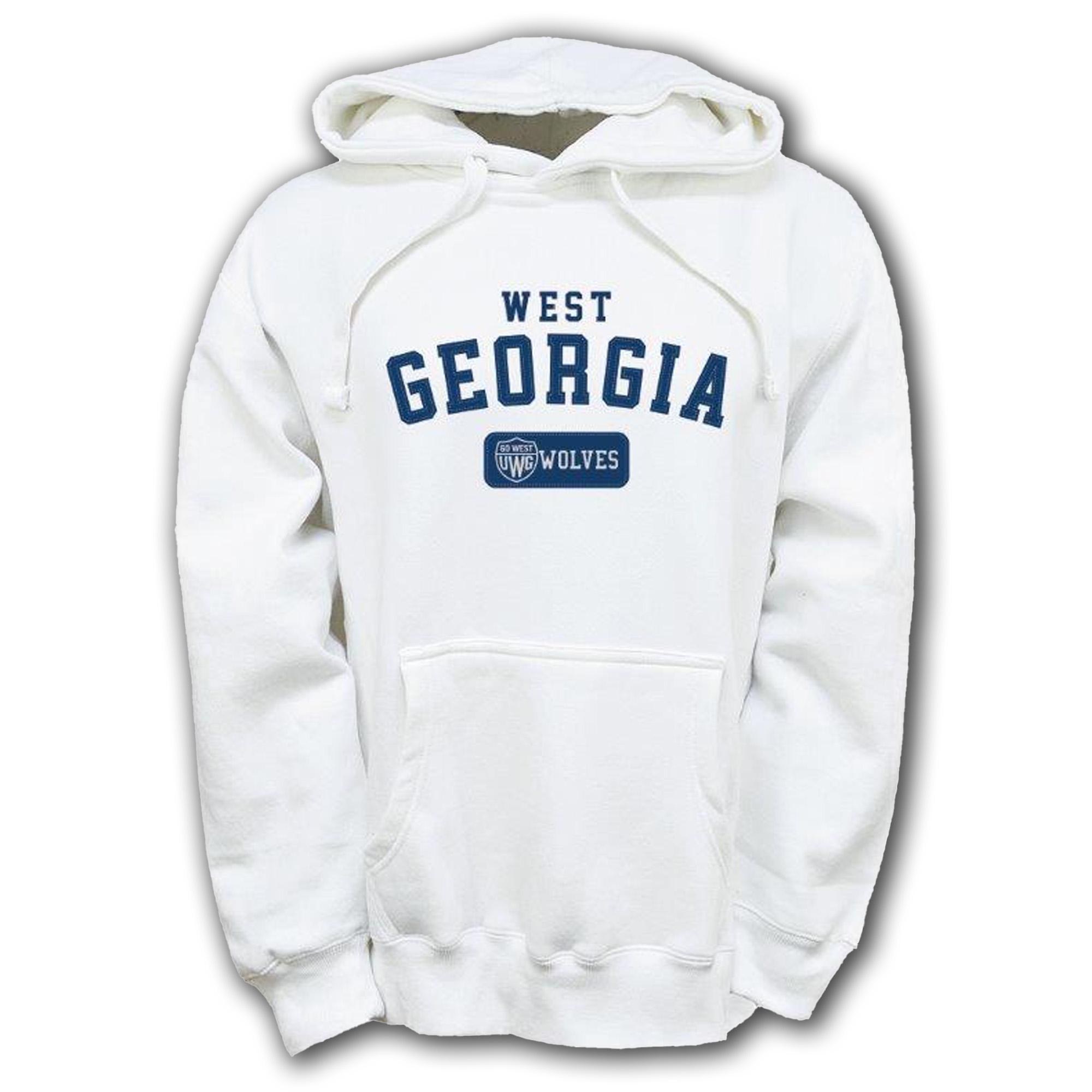 image of: BLUE LEATHER PATCH SHIELD JUSTUS HOODIE