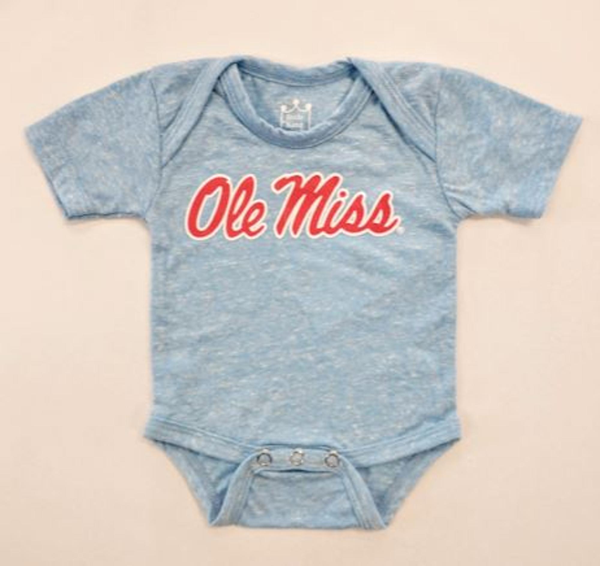 image of: Infant Ole Miss Script Knobby Onesie Powder