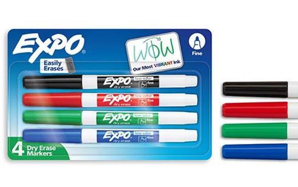 EXPO DRY ERASE FINE POINT MARKER 4 COUNT; $6.99