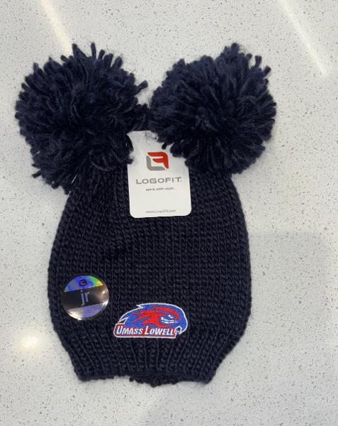 Pigtail PomPom Youth Navy Knit Beanie; $19.99