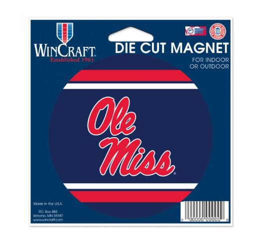 image of: Ole Miss Die Cut Round Magnet 4in