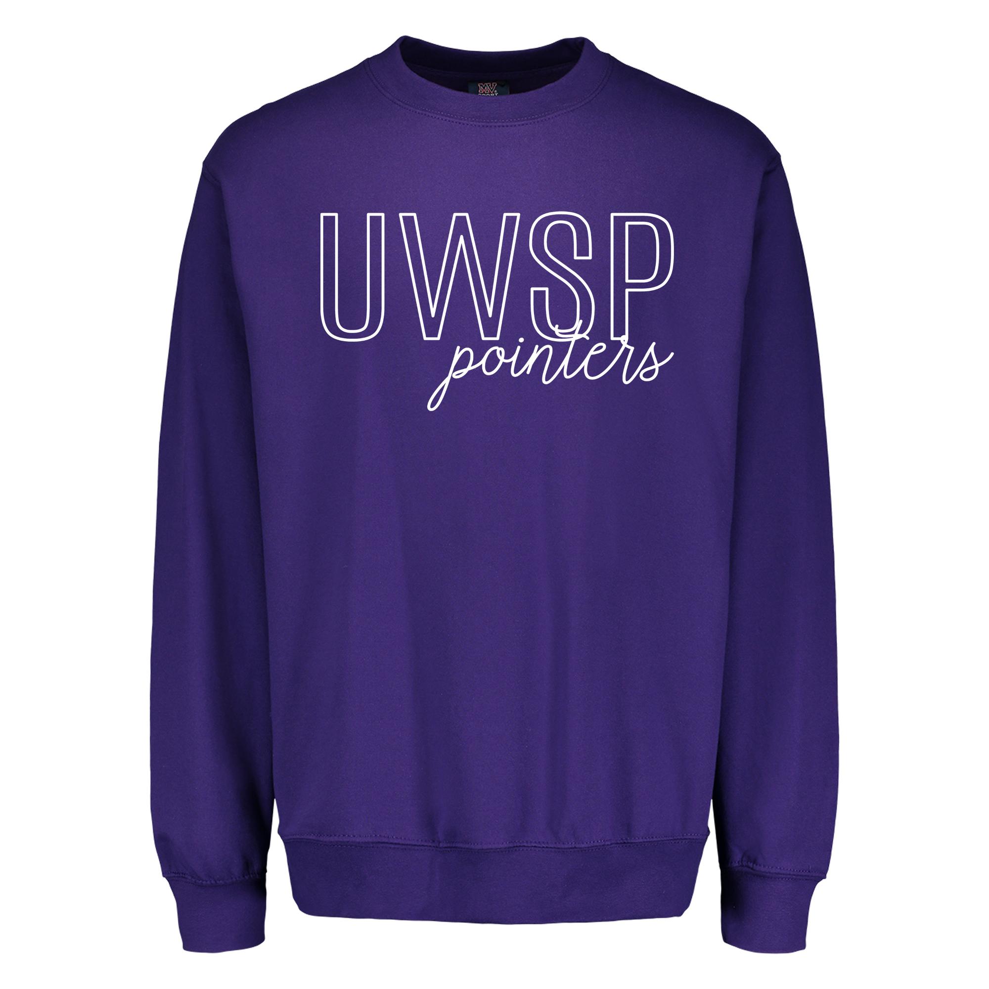Product image 1 of 1 for UWSP Fundamental Crewneck Sweatshirt, UWSP Pointers Logo, Athletic Purple