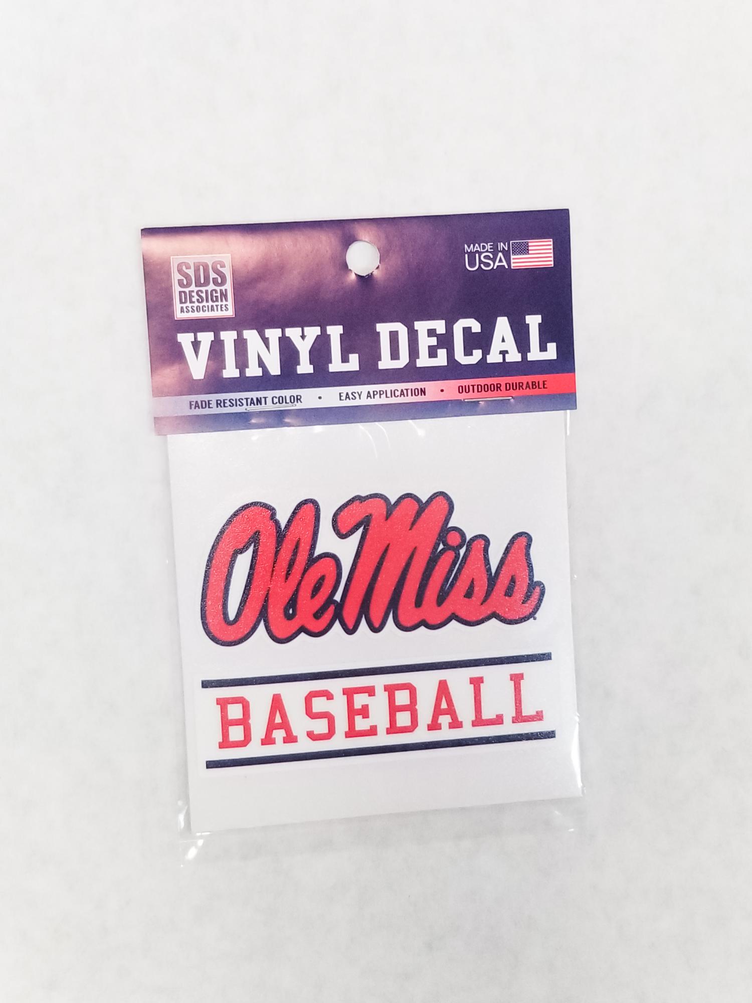 image of: Namedrop Ole Miss Script Vinyl Decal Baseball 3in