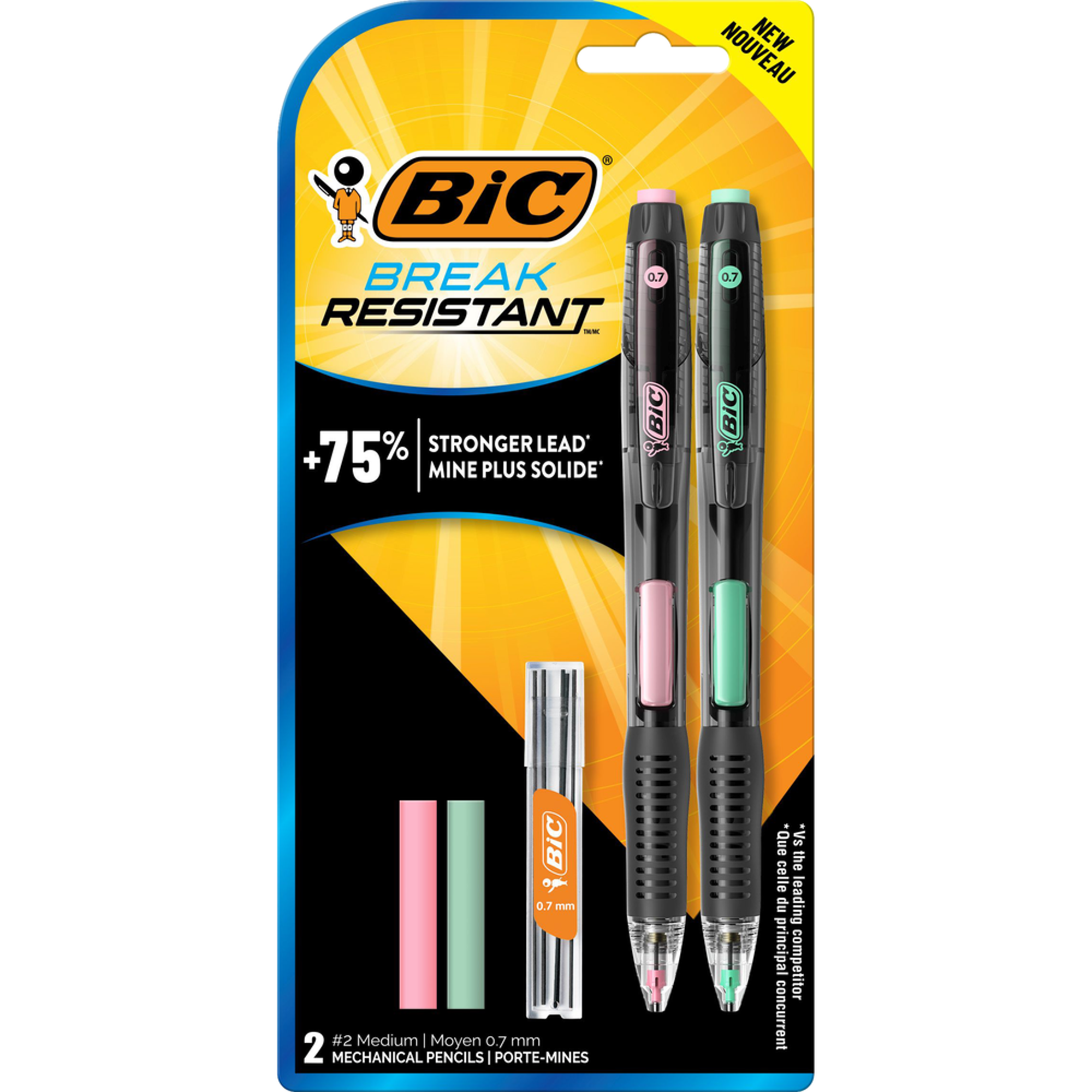 image of: BIC Break Resistant #2 Mechanical Pencil - Black .7mm 2Pk BP