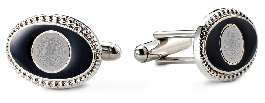 Product image 1 of 1 for Polished Silver and Black Enamel Oval Cufflinks