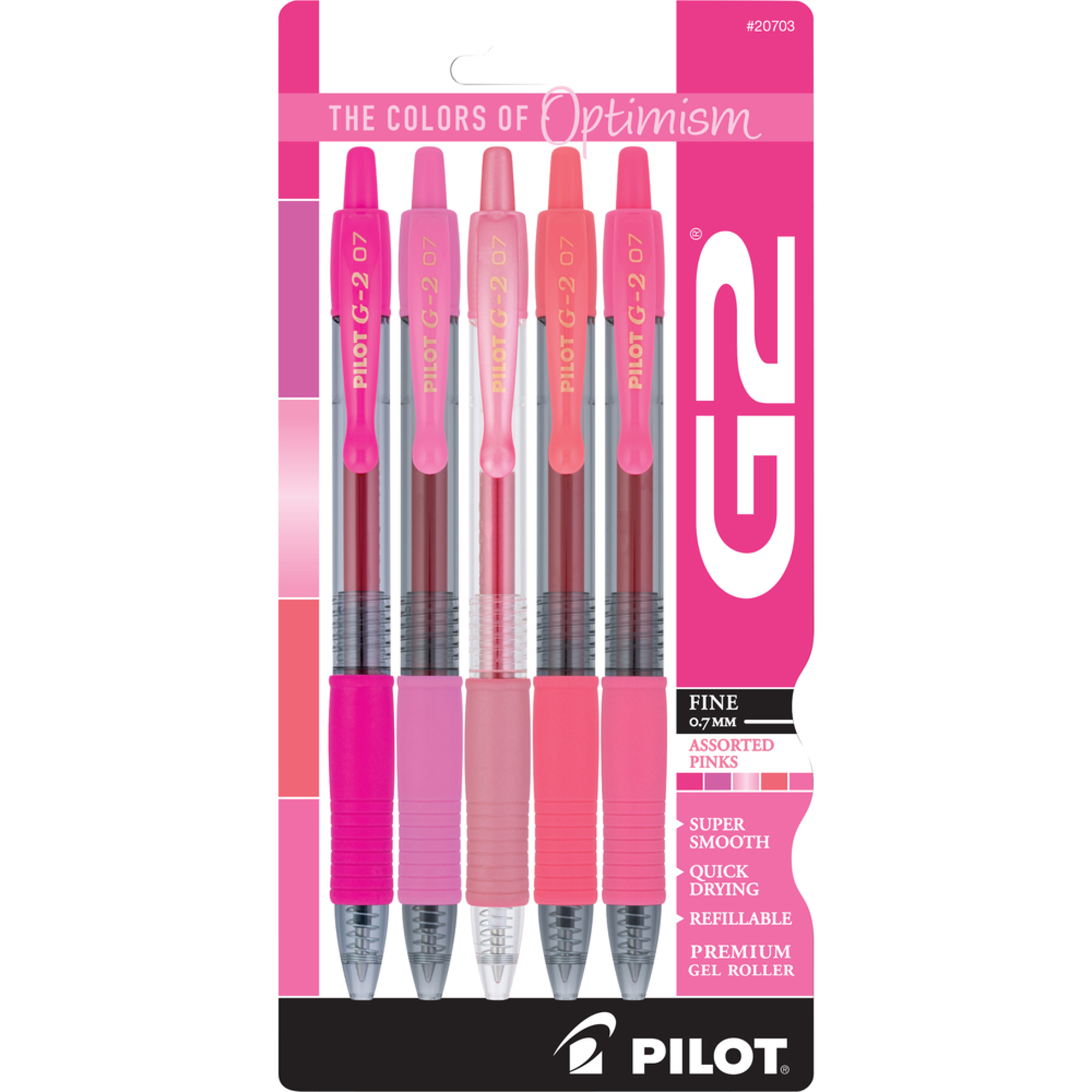 Product image 1 of 1 for Pilot - G2 Retractable Gel Pen - Pink, 5pk