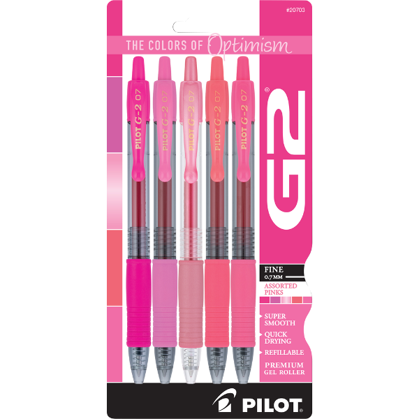 Pilot - G2 Retractable Gel Pen - Pink, 5pk; $12.99