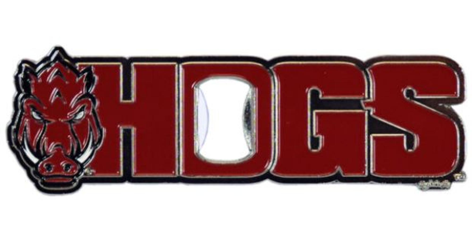 image of: Arkansas Razorbacks Bottle Opener "HOGS" Color Fill