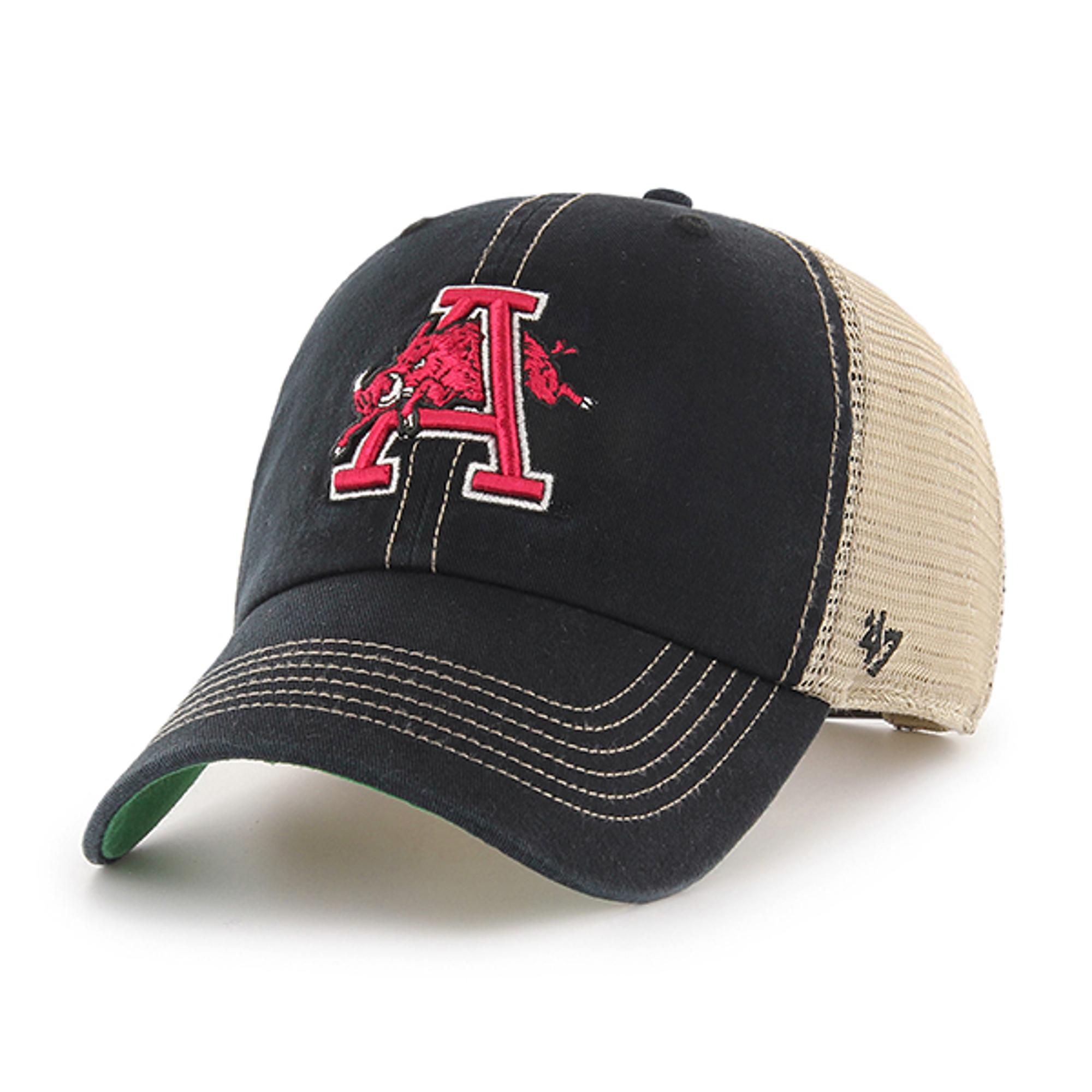 image of: Arkansas Razorbacks '47 Vintage Black Trawler Hog Thru A Hat