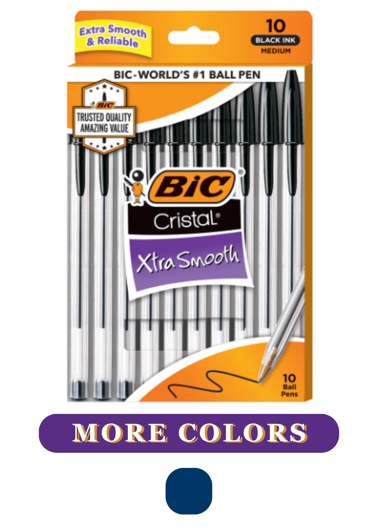 Product image 1 of 1 for BIC Cristal Xtra Smooth 1.0mm Ballpoint Pen, 10 Pack