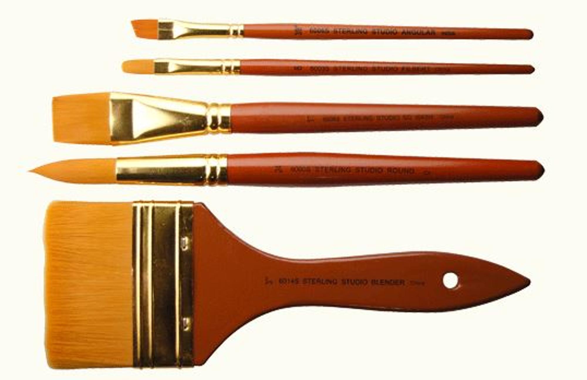 image of: Sterling Studio Short Handle Gold Taklon Brushes