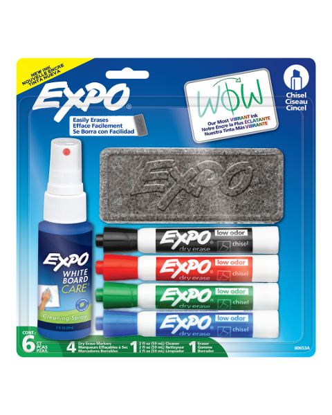Expo Low Odor Dry Erase Marker Starter Set, Chisel Tip, Primary; $18.98