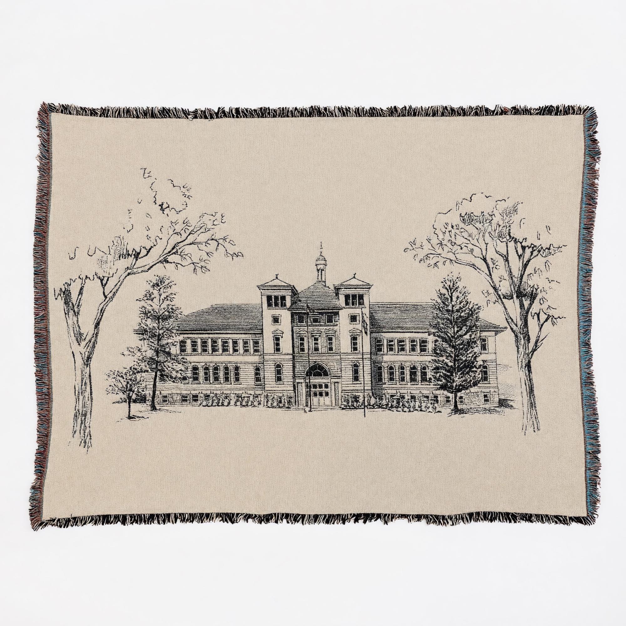 Product image 1 of 5 for University of Wisconsin Stevens Point Tapestry Afghan- Pointer or Old Main