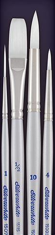 image of: Silverwhite Short Handle White Taklon Brushes