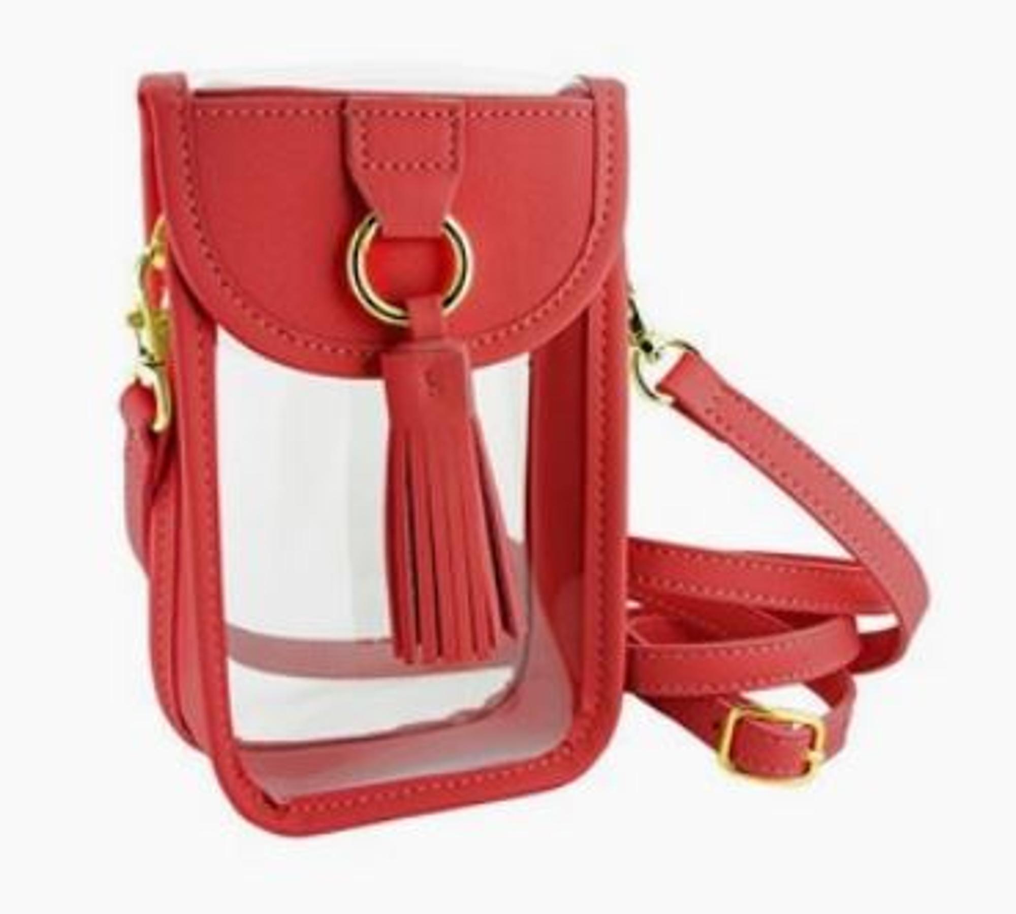 image of: Cell Phone Crossbody Clear Bag Purse Red