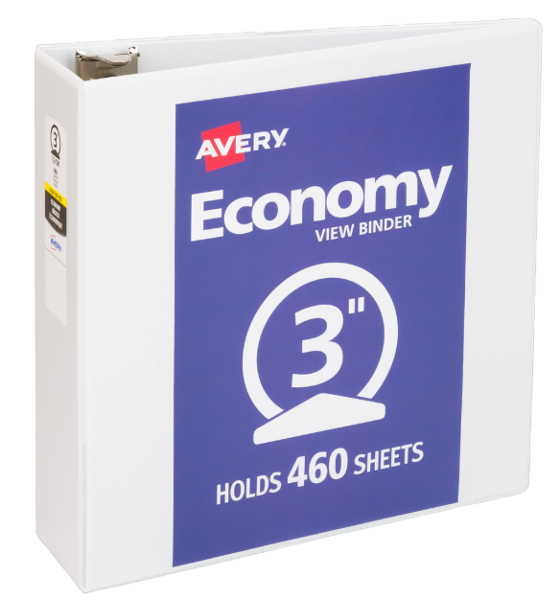Avery Economy 3in Binder with Round Rings, White; $9.99