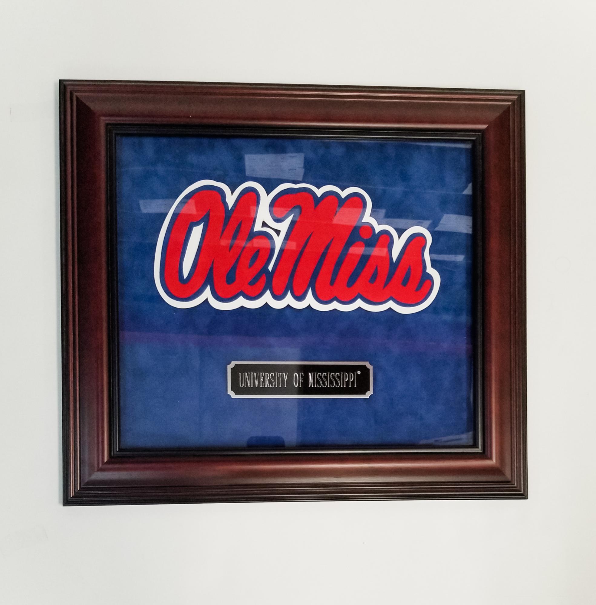 image of: Ole Miss Script Framed Wall Art 19x17