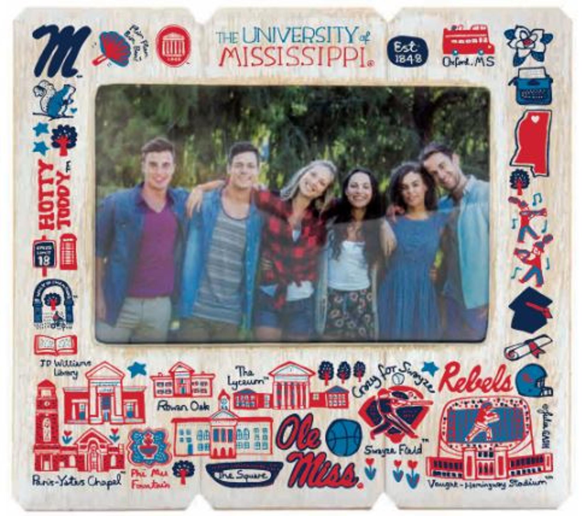 image of: Julia Gash University of Mississippi Distressed Wood Frame 4x6