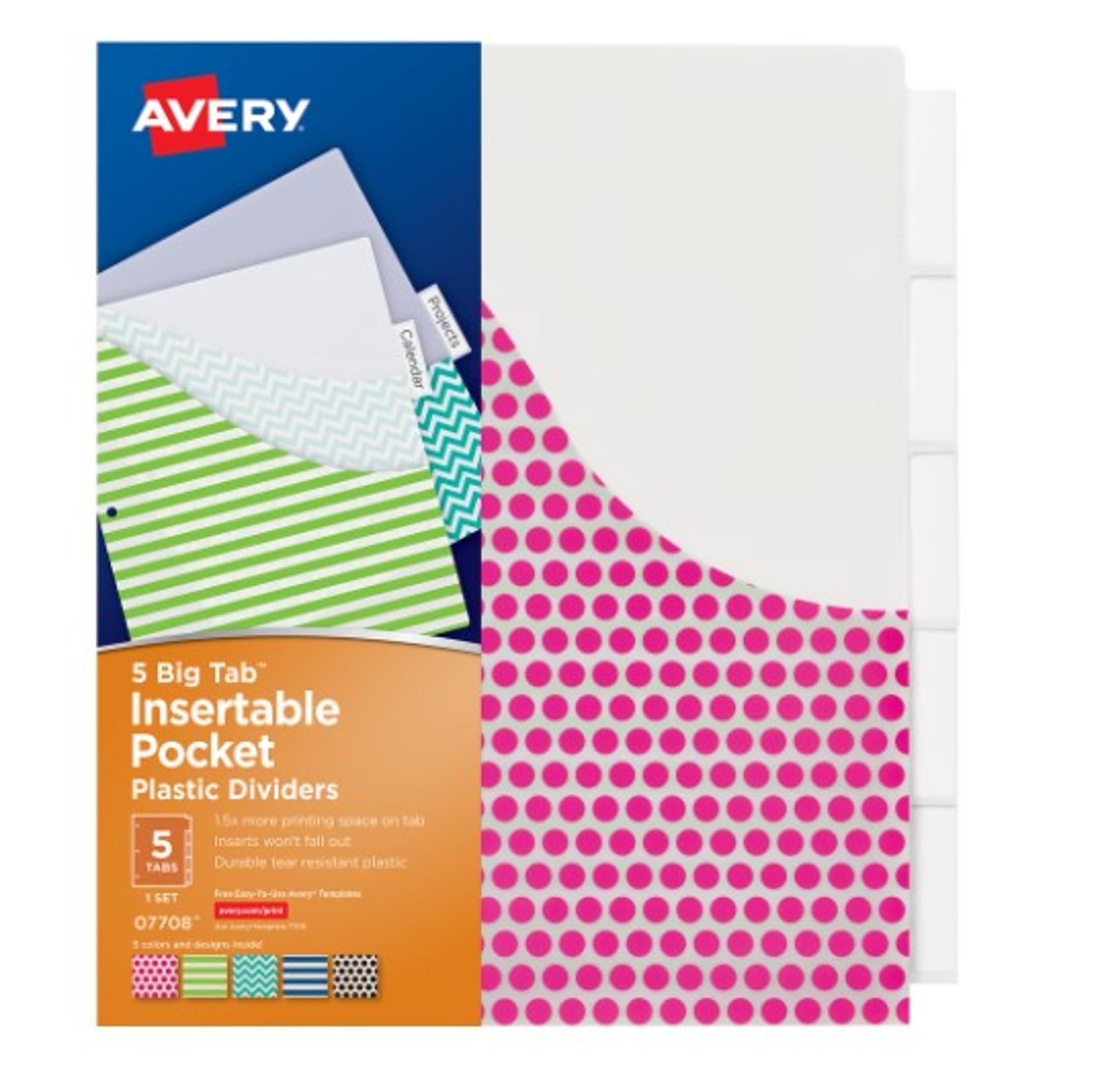 image of: Avery BIG TAB Insertable Plastic Divider w/Pockets