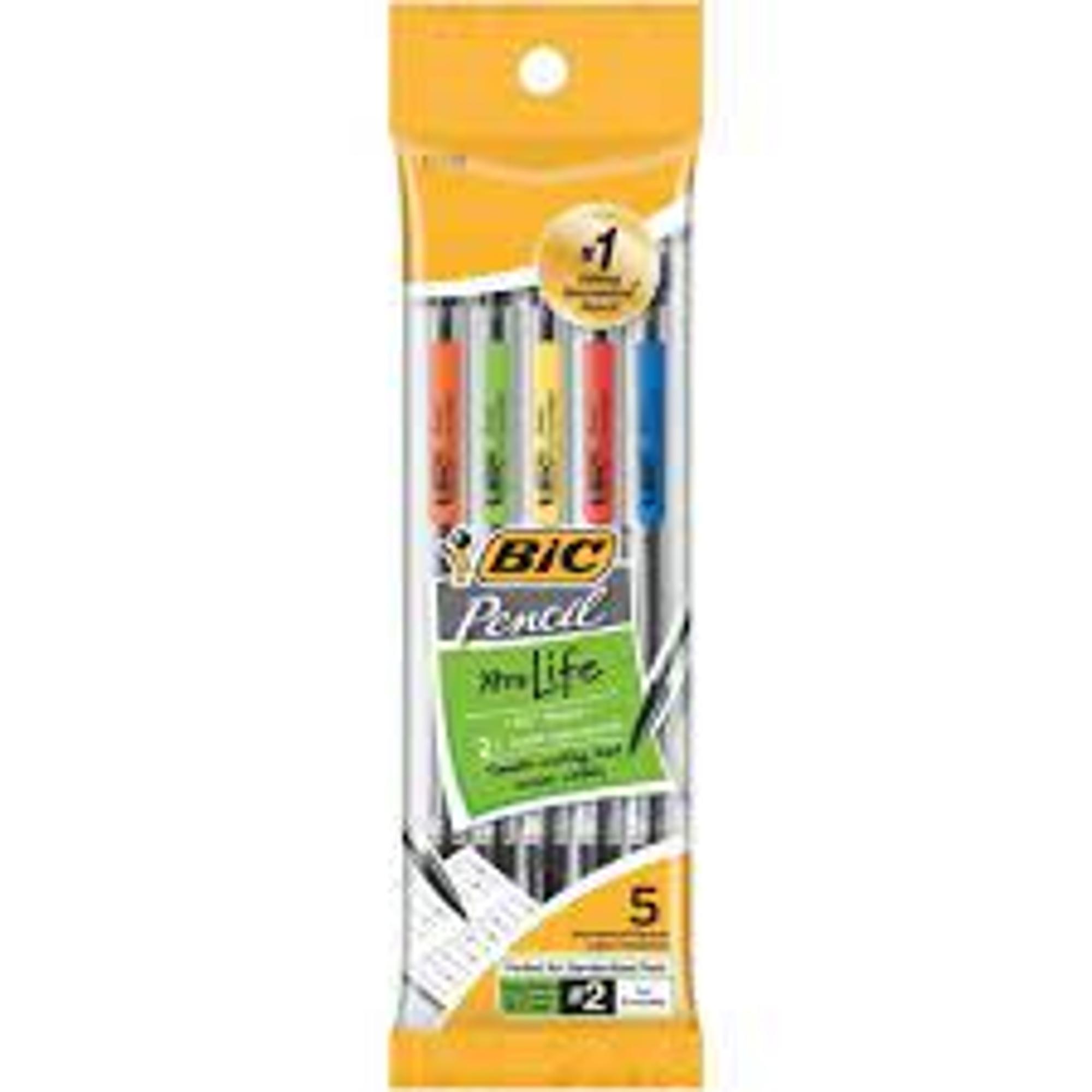 image of: BIC Xtra Life Mechanical Pencil - Black .7mm 5Pk BP Clear Barrel