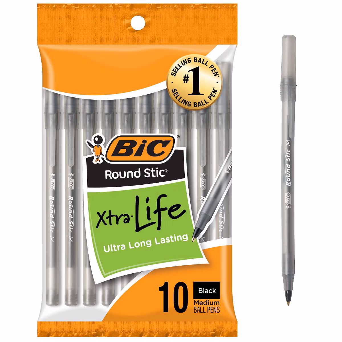 Product image 1 of 1 for Pen Roundstic Black Xtra-Life 10 PK Bic