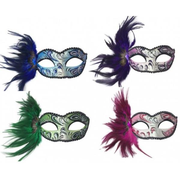 VENETIAN MASK W/FEATHER; $8.99