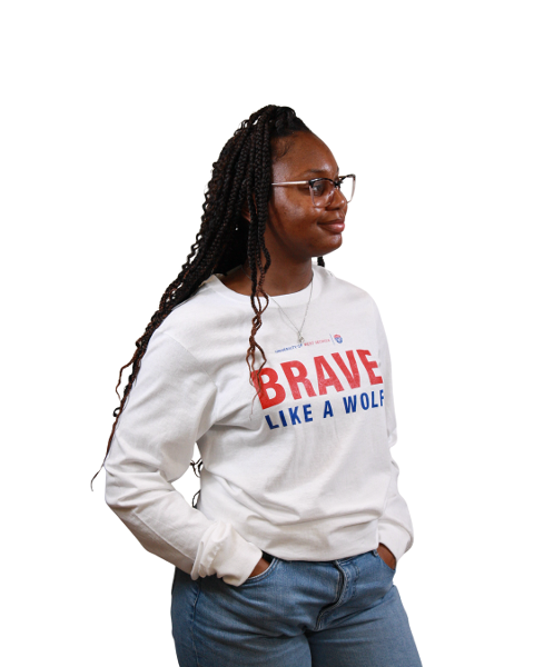 BRAVE LIKE A WOLF LONG SLEEVE UWG SHIELD LOGO; $21.99