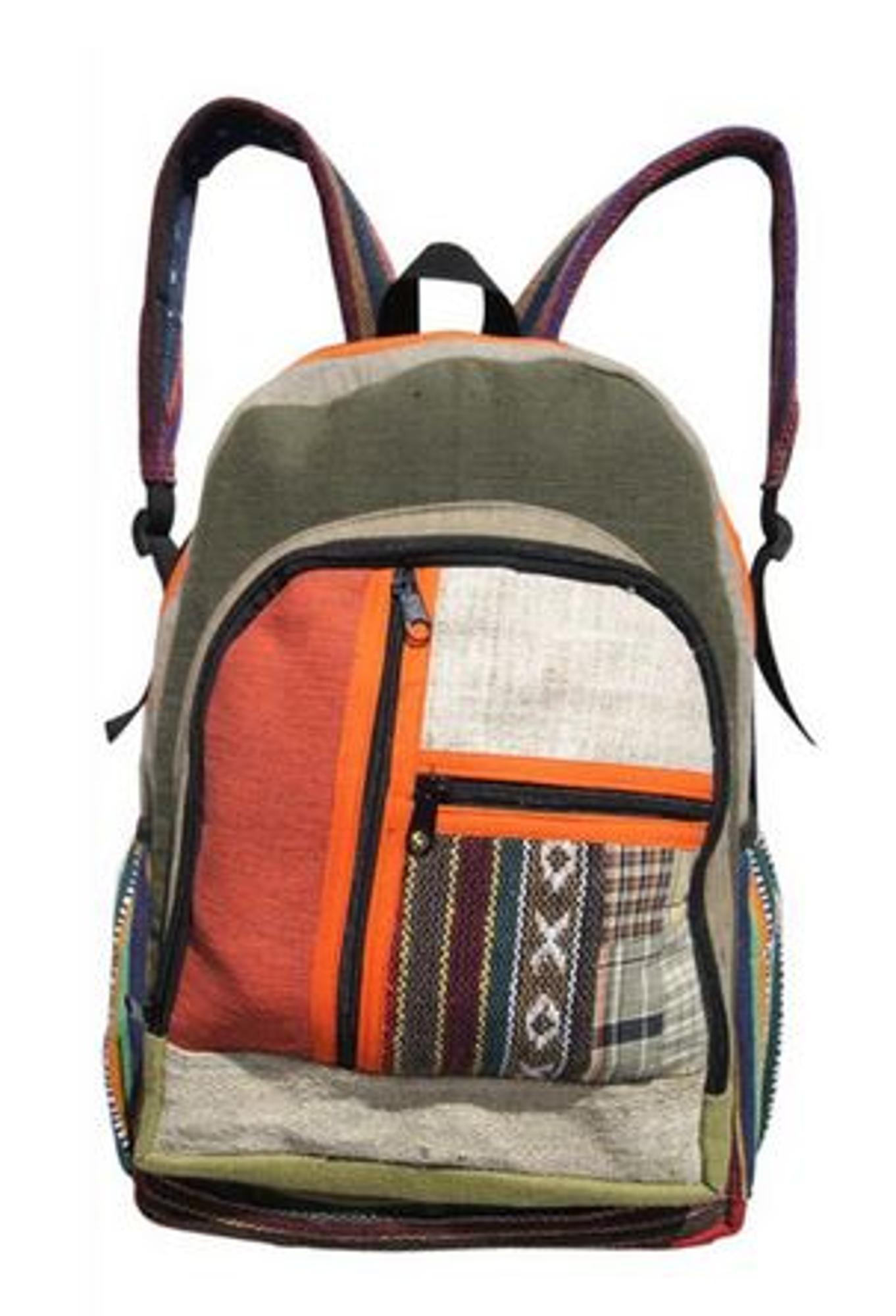 image of: -Rising "Bhojpur" Hemp Backpack - Olive/ Khaki/Orange