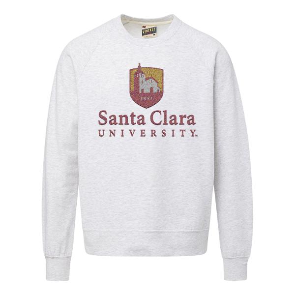 Santa Clara University Vintage Fleece Raglan Crew, Ash; $49.98