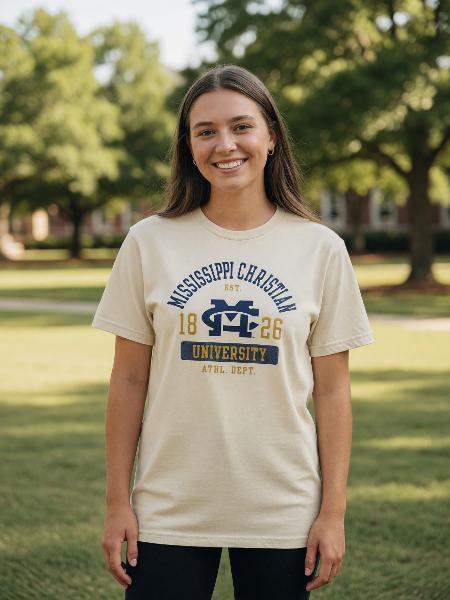 MC SS TEE CW ARCH OVER LOGO PARCHMENT; $30.99
