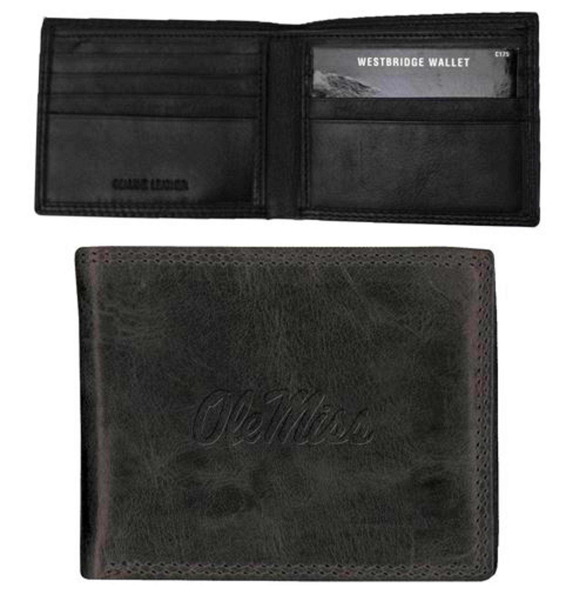 image of: Ole Miss Westbridge Embossed Leather Billfold Wallet Black