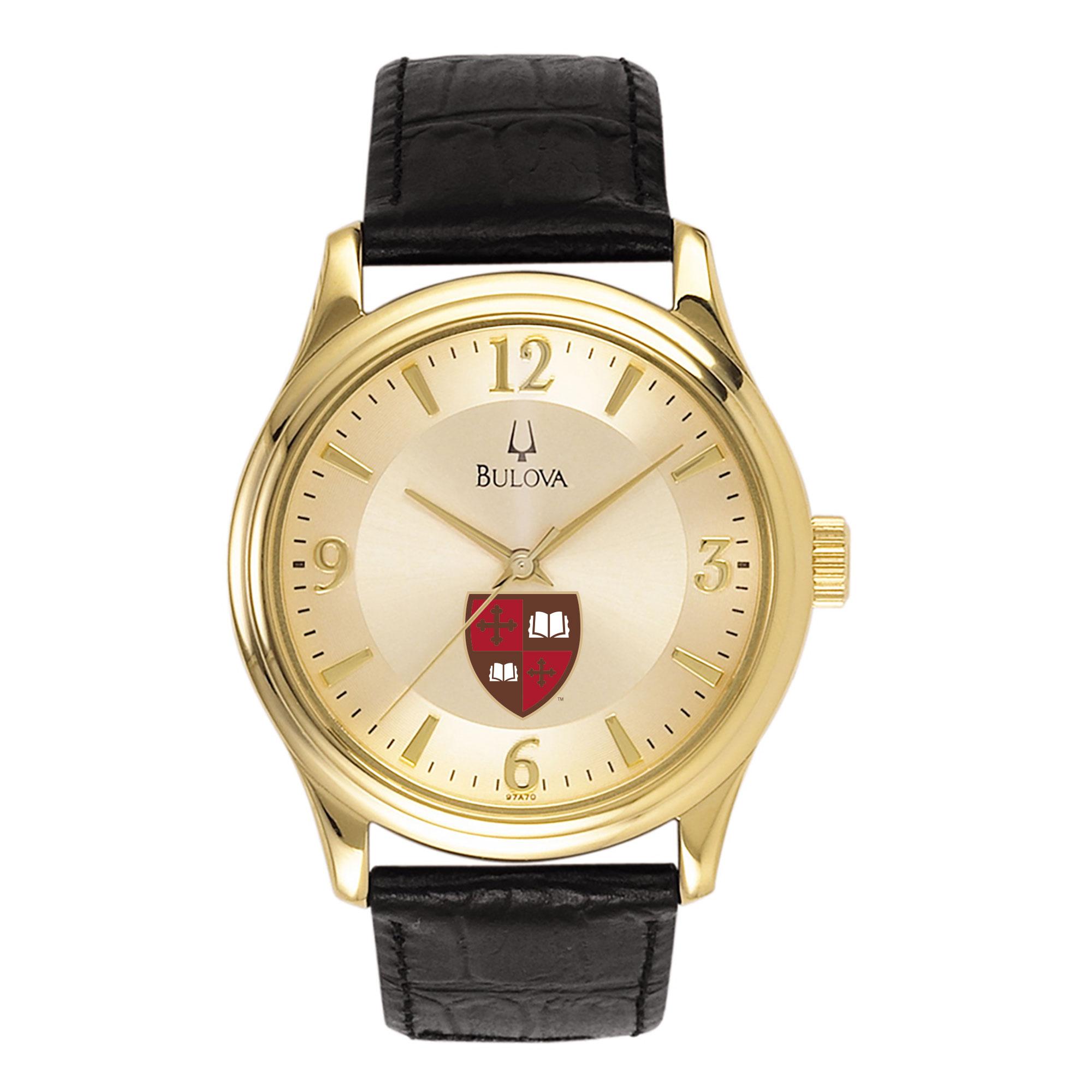 image of: WATCH SLU BULOVA MENS GOLD/LEATHER BAND