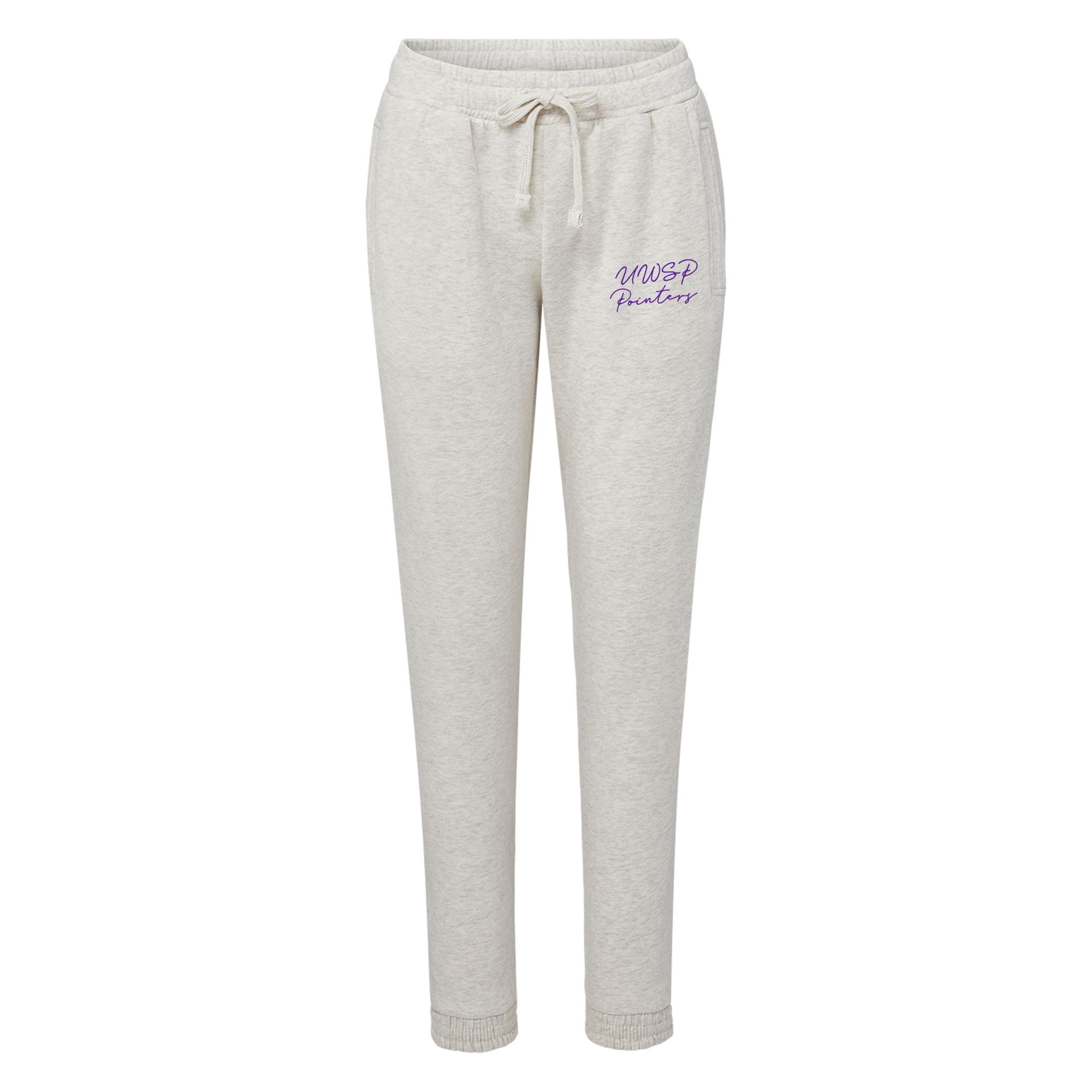 Product image 1 of 1 for UWSP Women's Vintage Fleece Joggers, Pointers Script Logo, Oatmeal
